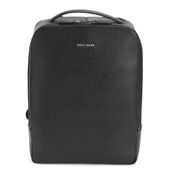 COLE HAAN Black Unisex Leather Sloane Backpack - Picture 1 of 2